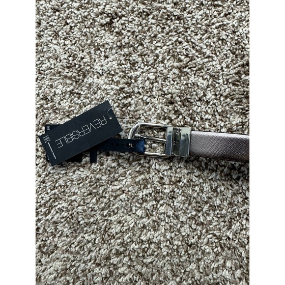 INC International Concepts Reversible Textured Belt Pewter Black Silver M - Picture 4 of 6